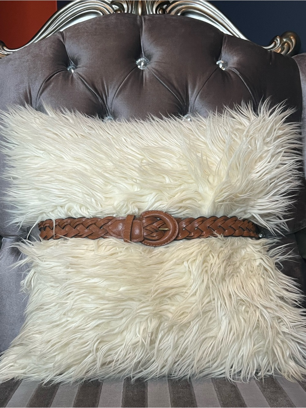 🤎🌿 Brown Braided Woven Leather Belt with Round Buckle ✨👢